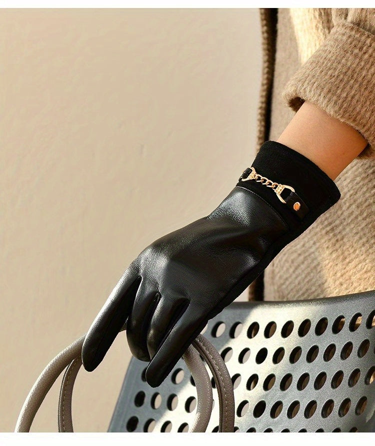 Elegant Faux Leather Touchscreen Gloves – Minimalist Women’s Everyday Gloves