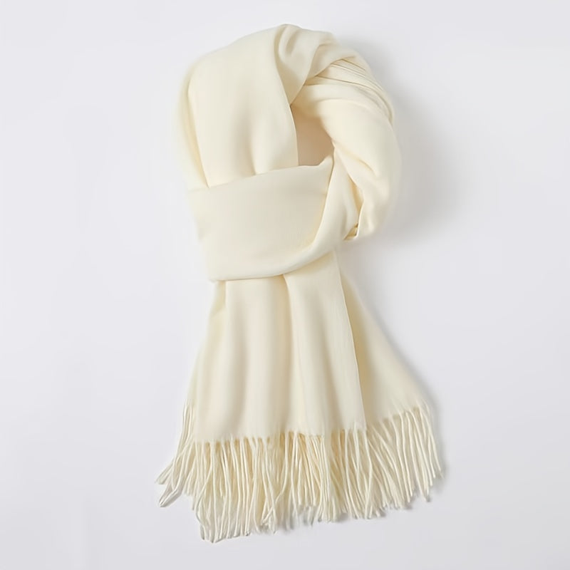 Elegant Tassel Scarf – Timeless Solid Color Design