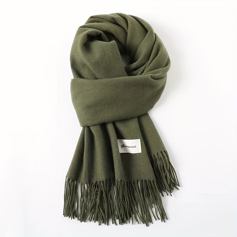 Elegant Tassel Scarf – Solid Color Fringe Shawl for Women