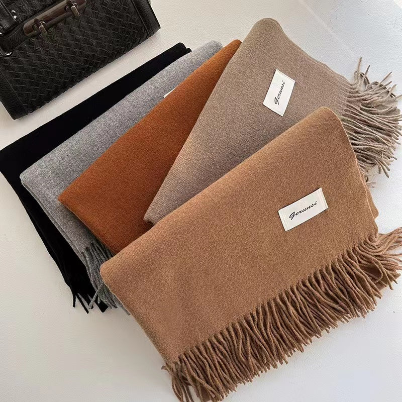 Elegant Tassel Scarf – Timeless Solid Color Design