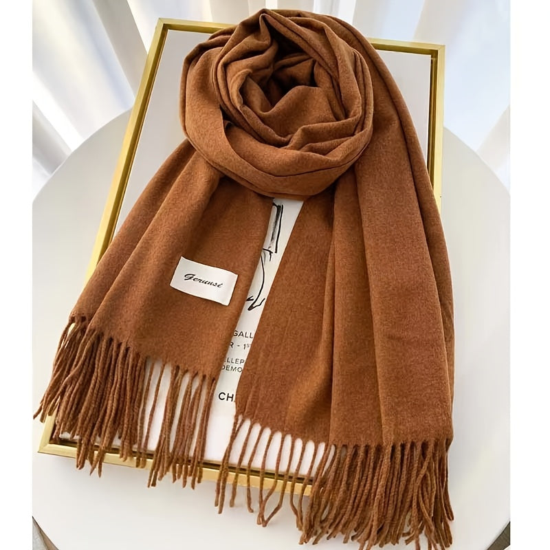 Elegant Tassel Scarf – Timeless Solid Color Design