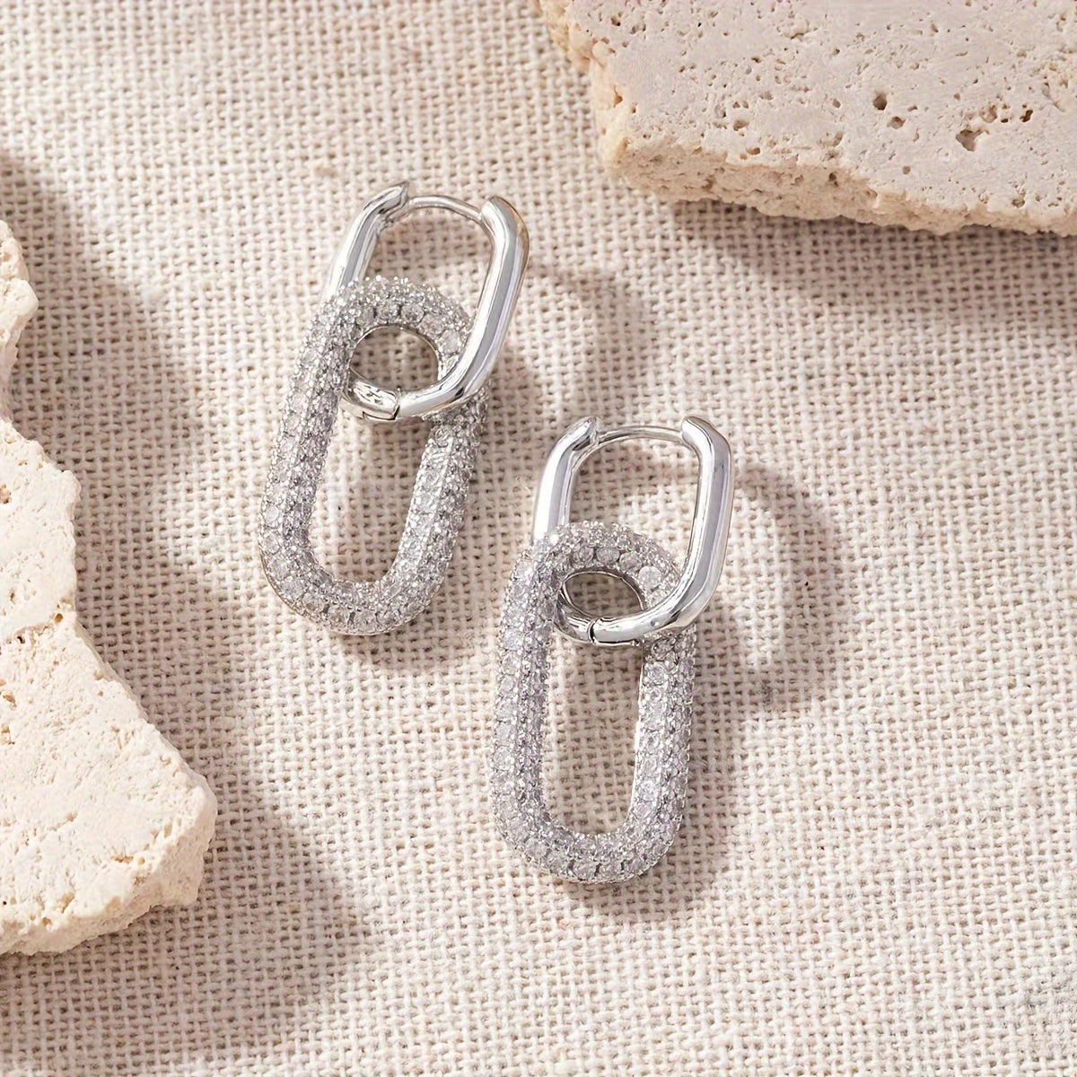 Zirconia Hoop Earrings – Gold-Plated Copper Stud Design