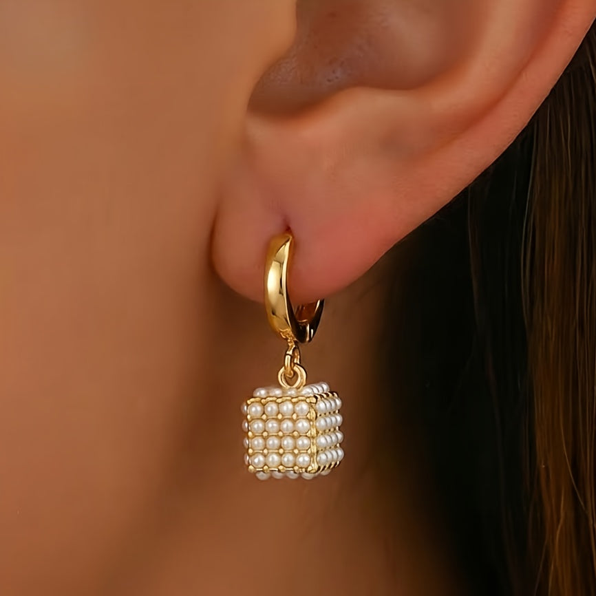 Pearl Drop Earrings – Gold-Plated Copper with Imitation Pearl