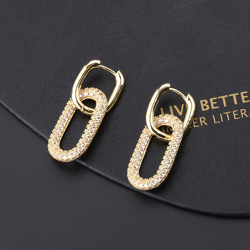 Zirconia Hoop Earrings – Gold-Plated Copper Stud Design