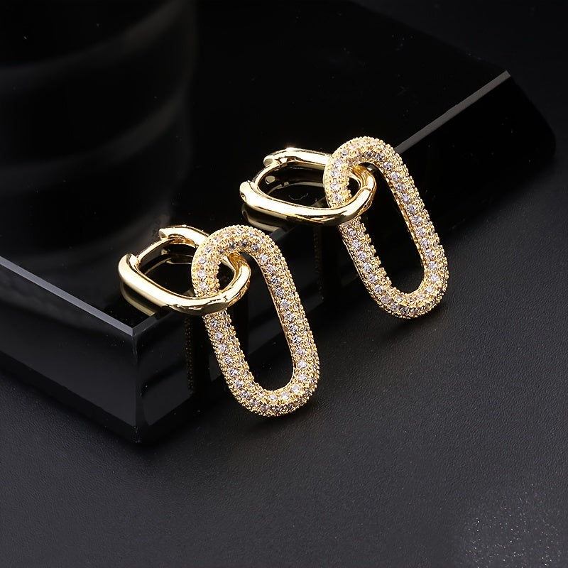 Zirconia Hoop Earrings – Gold-Plated Copper Stud Design