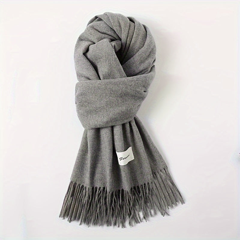 Elegant Tassel Scarf – Timeless Solid Color Design