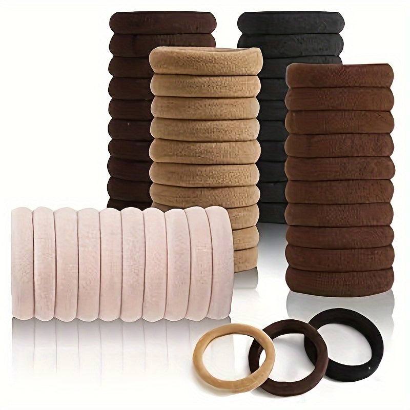 Basic Elastic Hair Bands – Everyday Solid Color Set (50 Pieces)