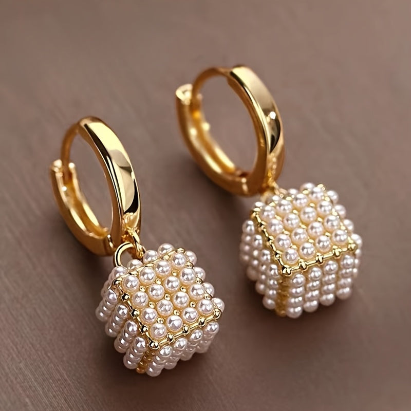 Pearl Drop Earrings – Gold-Plated Copper with Imitation Pearl
