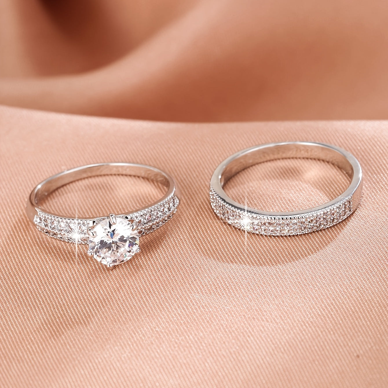 Eternity Band Ring Set – Gold or Silver Zirconia Rings (2 Pieces)
