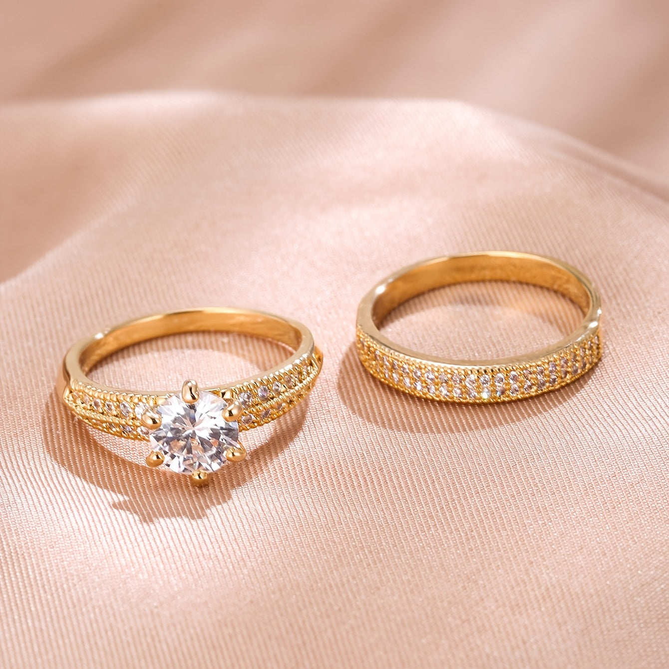 Eternity Band Ring Set – Gold or Silver Zirconia Rings (2 Pieces)