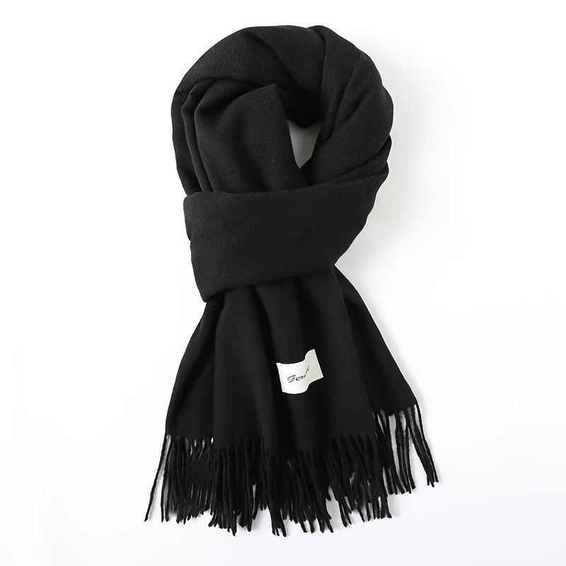 Elegant Tassel Scarf – Timeless Solid Color Design